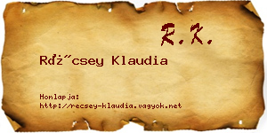 Récsey Klaudia névjegykártya