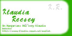 klaudia recsey business card